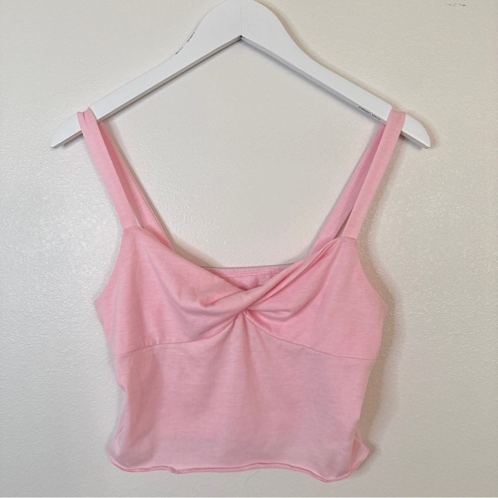 Cropped Light Pink Spaghetti Strap Bow Top Women’s Size Medium Cute & Flirty